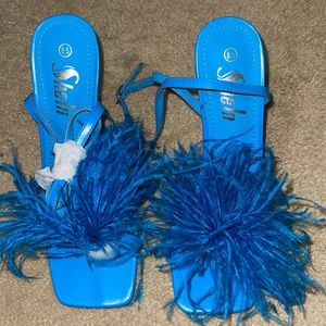 Blue Feather Heels